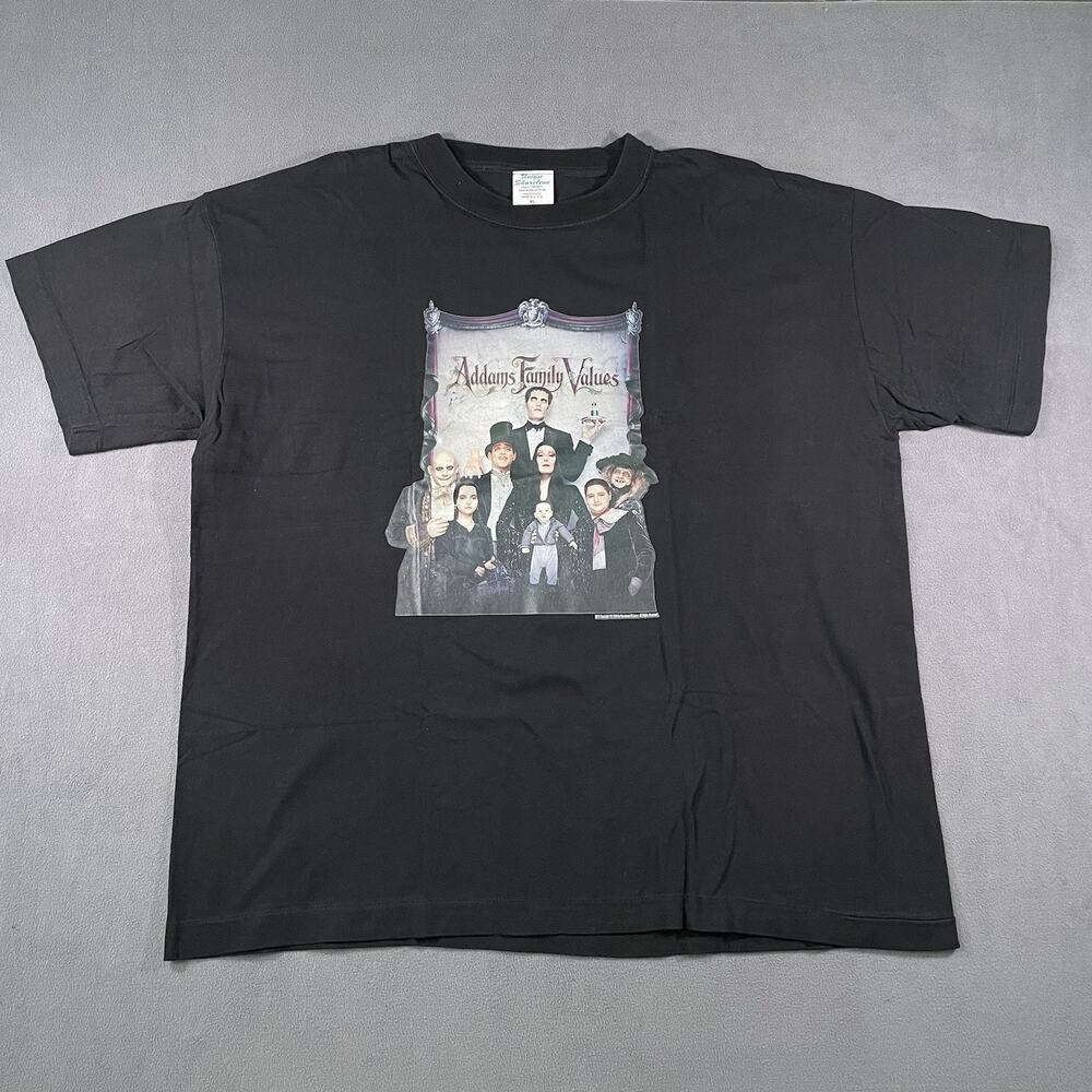 Vintage Addams Family Values T-Shirt Size XL Black Unique Shoreline 1994 Promo